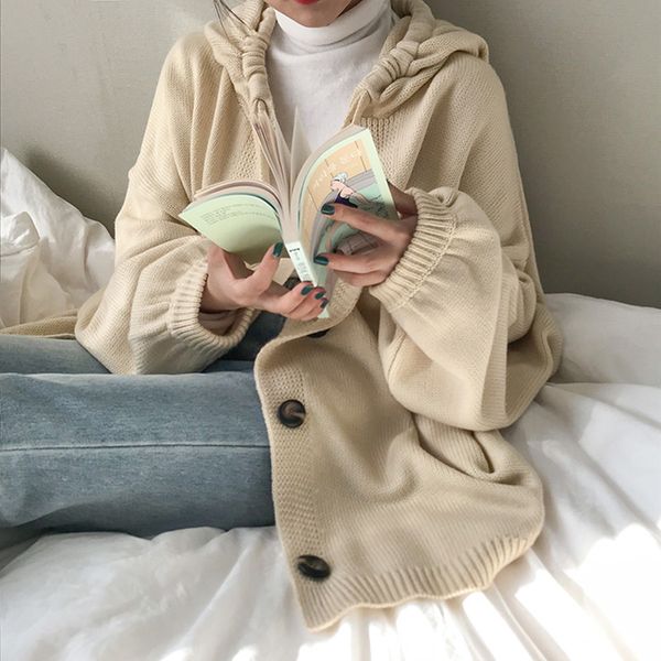 women's sweaters 3 colors 2021 autumn and winter warm sweater womens solid color knitted v neck cardigans with hood (f1345), White;black
women's sweaters 3 colors 2021 autumn and winter warm sweater womens solid color knitted v neck cardigans with hood (f1345), White;black