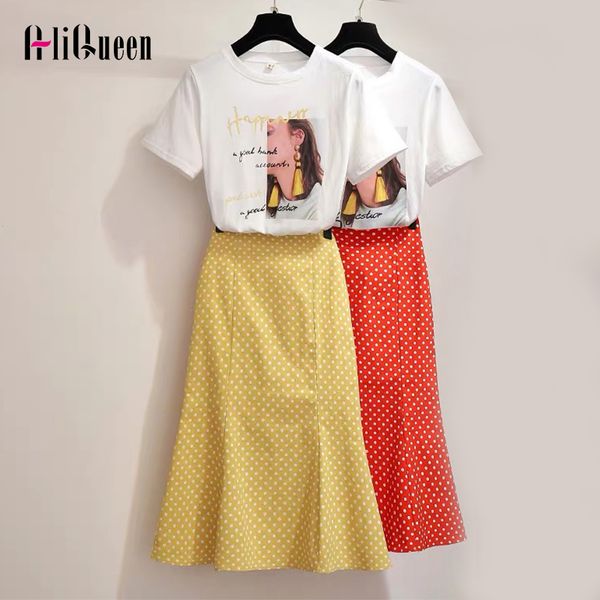 2019 summer women character pattern print letter t-shirt tee+polka dot mermaid mid calf skirt suit girls 2 piece set women, White
2019 summer women character pattern print letter t-shirt tee+polka dot mermaid mid calf skirt suit girls 2 piece set women, White