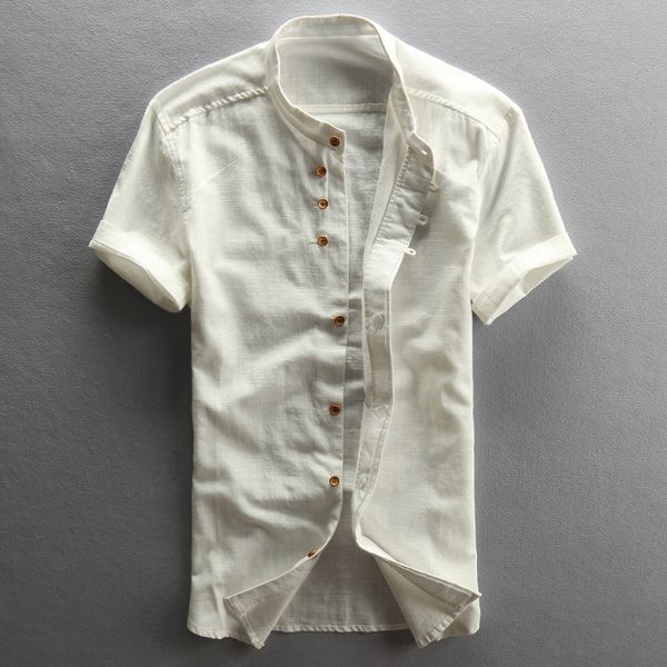 men's casual shirts mandarin vintage collar short sleeves cotton linen white blue style thin summer shirt men male, White;black
men's casual shirts mandarin vintage collar short sleeves cotton linen white blue style thin summer shirt men male, White;black