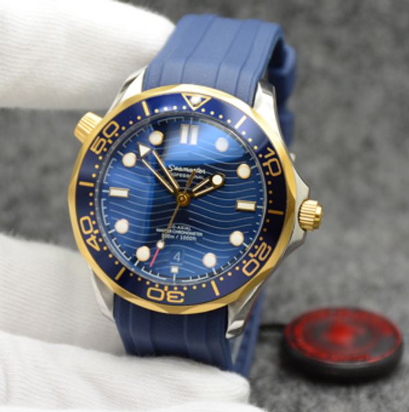2813 42mm automatic outdoor mens watches watch yellow gold case blue dial with blue rubber band rotatable bezel and transparent case back, Slivery;brown
2813 42mm automatic outdoor mens watches watch yellow gold case blue dial with blue rubber band rotatable bezel and transparent case back, Slivery;brown