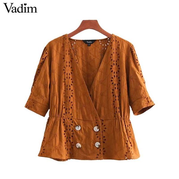 vadim women floral embroidery v neck blouse buttons hollow out puff sleeve vintage female casual shirts chic blusas da272, White
vadim women floral embroidery v neck blouse buttons hollow out puff sleeve vintage female casual shirts chic blusas da272, White