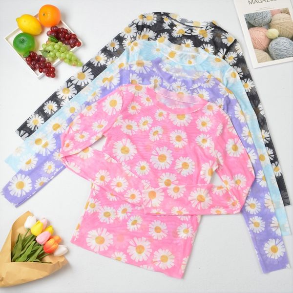 1644# korean daisies mesh sunscreen t- base shirt base versatile long sleeve t-shirt women's fashion, White
1644# korean daisies mesh sunscreen t- base shirt base versatile long sleeve t-shirt women's fashion, White