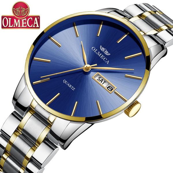 olmeca man's watches fashion quartz watch blue stainless steel wristwatch date male clock relogio masculino 0876, Slivery;brown
olmeca man's watches fashion quartz watch blue stainless steel wristwatch date male clock relogio masculino 0876, Slivery;brown