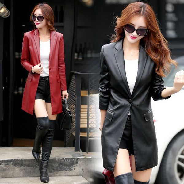 womens faux leather lapel collar coat slim fit mid length trench coats one button black red wine red c61
womens faux leather lapel collar coat slim fit mid length trench coats one button black red wine red c61