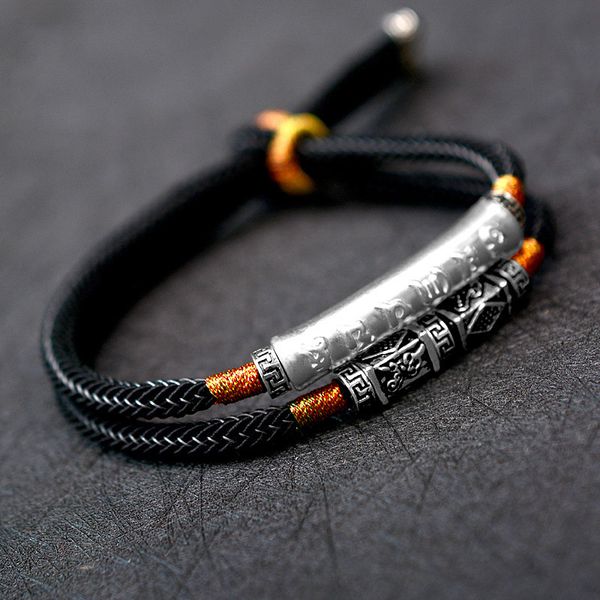 handmade braided bracelet for men 999 sterling silver om mani padme hum engraved bend charm double layers lucky rope chain, Golden;silver
handmade braided bracelet for men 999 sterling silver om mani padme hum engraved bend charm double layers lucky rope chain, Golden;silver