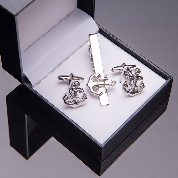 1 set fashion anker tie clips en manchetknopen voor mannen koper materiaal verzilverd sieraden voor shirt suits wedding business, Silver
1 set fashion anker tie clips en manchetknopen voor mannen koper materiaal verzilverd sieraden voor shirt suits wedding business, Silver