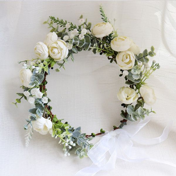 camellia flower wreath crown festival headband women hair accessories headdress girl floral garland wedding floral headwear, Slivery;white
camellia flower wreath crown festival headband women hair accessories headdress girl floral garland wedding floral headwear, Slivery;white