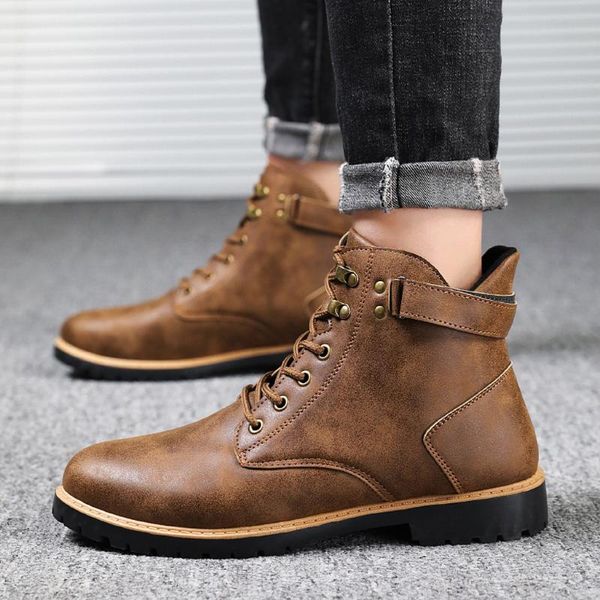 men's ankle boots pu leather short boot autumn winter fashion motorcycle boot outdoor working snow boots men shoes, Black
men's ankle boots pu leather short boot autumn winter fashion motorcycle boot outdoor working snow boots men shoes, Black