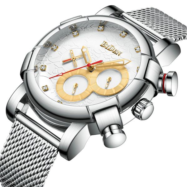 casual dress watches quartz chronograph watch men 3 sub-dial 6 hands iced out design mesh strap analog clock, Slivery;brown
casual dress watches quartz chronograph watch men 3 sub-dial 6 hands iced out design mesh strap analog clock, Slivery;brown
