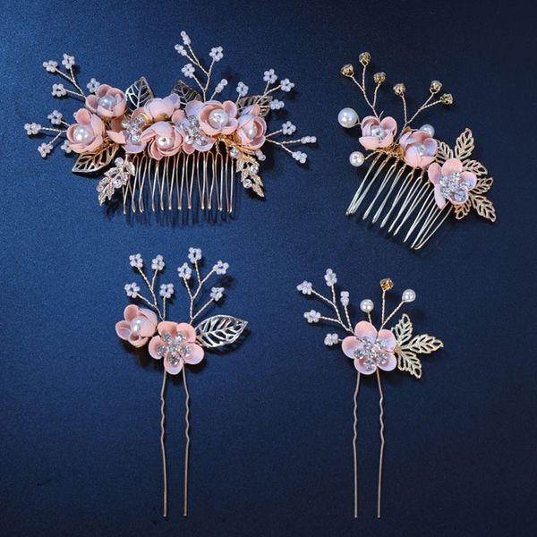 korean pink flower elegant hair comb imitation pearl crystal hair combs bride children performance pins accessories, Golden;white
korean pink flower elegant hair comb imitation pearl crystal hair combs bride children performance pins accessories, Golden;white