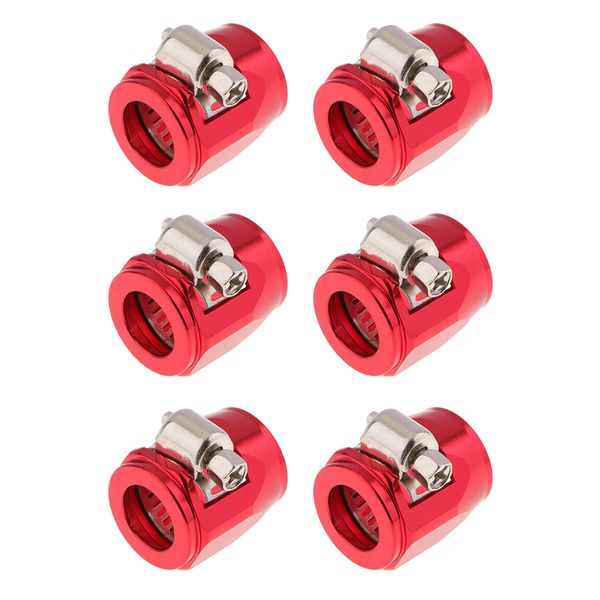 6 set aluminum car an8 hose end finisher fuel oil water line clip clamp red