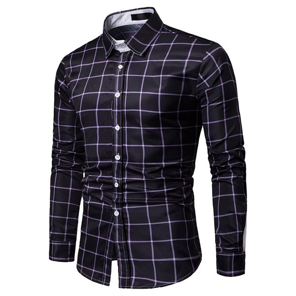 mens business casual shirts plaid printed long sleeve shirt soft fit slim social male fashion, White;black
mens business casual shirts plaid printed long sleeve shirt soft fit slim social male fashion, White;black