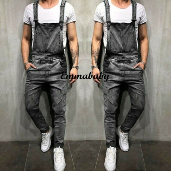 men's denim dungarees jumpsuit ripped jeans overalls cargo long pants trousers, Blue
men's denim dungarees jumpsuit ripped jeans overalls cargo long pants trousers, Blue
