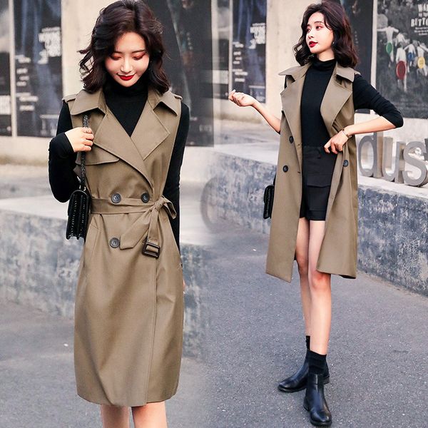 windbreaker mujer 2020 autumn new sleeveless windbreaker vest fashion temperament with belt stitching british trench coat a914, Tan;black
windbreaker mujer 2020 autumn new sleeveless windbreaker vest fashion temperament with belt stitching british trench coat a914, Tan;black