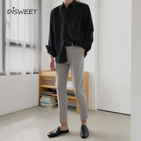 2020 solid lapel shirt men's korean single-breasted long-sleeved loose shirt boy simple slim summer men, White;black
2020 solid lapel shirt men's korean single-breasted long-sleeved loose shirt boy simple slim summer men, White;black