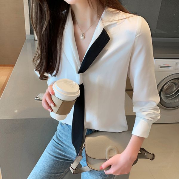 contrast women's blouse chiffon womens blouses and korean fashion clothing blusas mujer de moda 2019 camisas mujer shirt, White
contrast women's blouse chiffon womens blouses and korean fashion clothing blusas mujer de moda 2019 camisas mujer shirt, White
