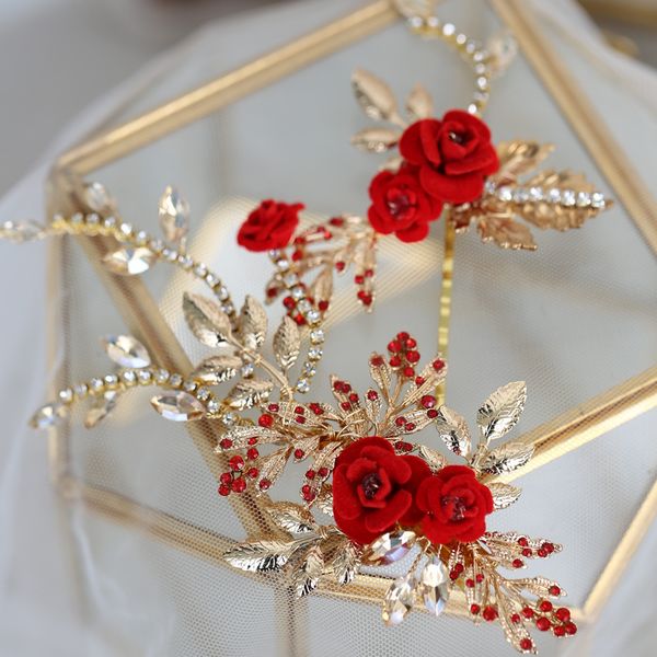 rosebridalpark bridal wedding hairband vintage red flowers hairpins crystal head band bride handmade headdress dress accessories, Golden;white
rosebridalpark bridal wedding hairband vintage red flowers hairpins crystal head band bride handmade headdress dress accessories, Golden;white