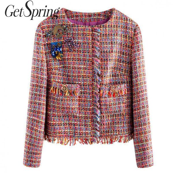 getspring women woolen coats tassel color matching plaid winter coats women patchwork vintage all match shorts 2019 new, Black
getspring women woolen coats tassel color matching plaid winter coats women patchwork vintage all match shorts 2019 new, Black