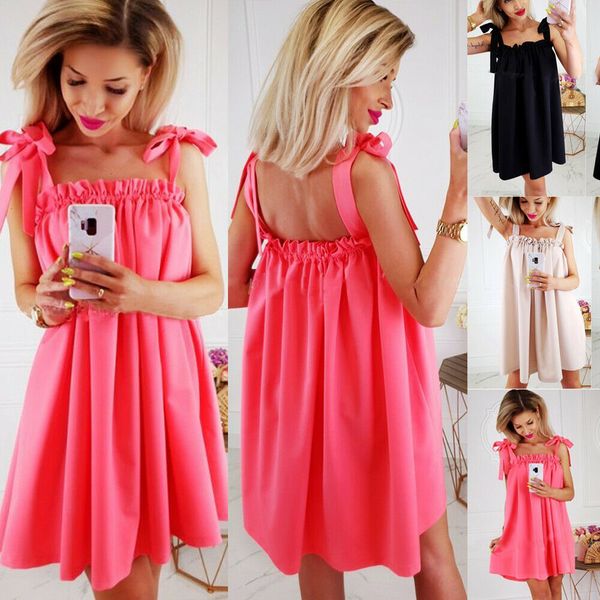 women summer boho beach solid short mini dress ladies casual evening party sleeveless loose dresses sundress, Black;gray
women summer boho beach solid short mini dress ladies casual evening party sleeveless loose dresses sundress, Black;gray