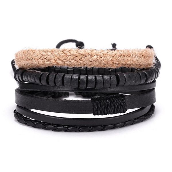 new men's beads leather braided adjustable bracelet handwoven couple bracelet, Silver
new men's beads leather braided adjustable bracelet handwoven couple bracelet, Silver