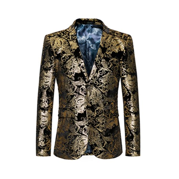 gold coated metallic suit men jacket glitter bronzing floral print blazer jacket men slim two button nightclub dj stage costumes, White;black
gold coated metallic suit men jacket glitter bronzing floral print blazer jacket men slim two button nightclub dj stage costumes, White;black