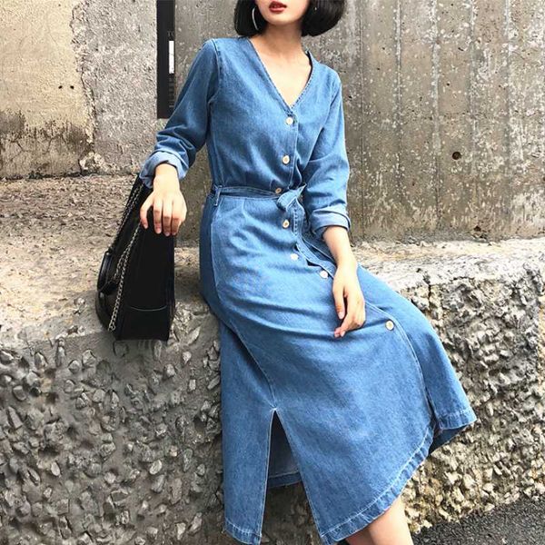 yamdi 2020 элегантная женщина vintage party a-line весна лето миди джинсовое платье женские платья корейский с длинным рукавом однобортный, Black;gray
yamdi 2020 элегантная женщина vintage party a-line весна лето миди джинсовое платье женские платья корейский с длинным рукавом однобортный, Black;gray