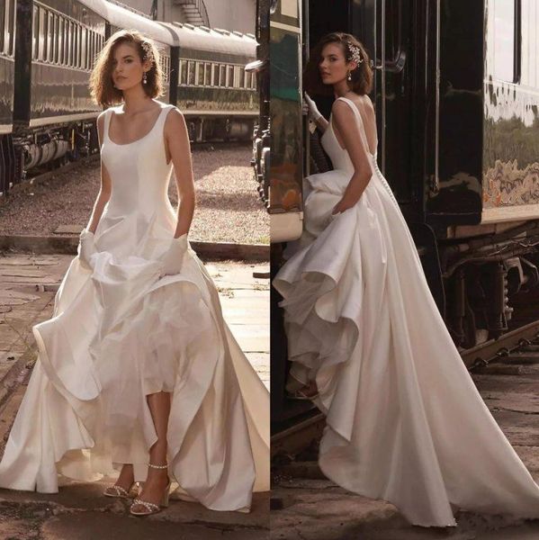 2019 beach a line satin wedding dresses scoop neck brand boho wedding dress bridal gowns vestido backless robe de mariée, White
2019 beach a line satin wedding dresses scoop neck brand boho wedding dress bridal gowns vestido backless robe de mariée, White