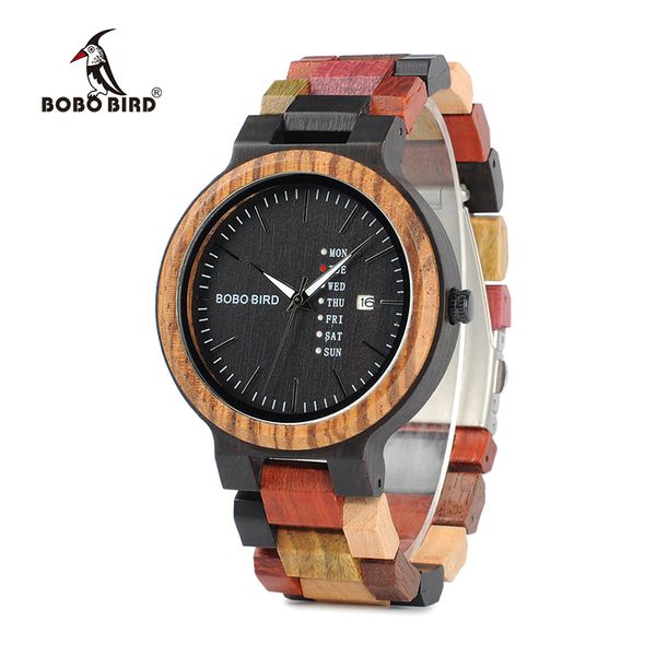 bobo bird p14 antique mens wood watches date and week display business watch with unique mixed color wooden band, Slivery;brown
bobo bird p14 antique mens wood watches date and week display business watch with unique mixed color wooden band, Slivery;brown