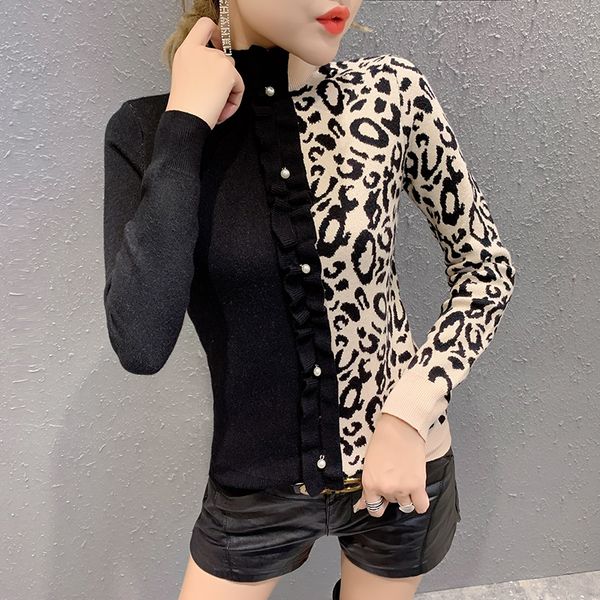 good quality women clothing latest 2020 spring autumn winter korean elastic thin leopard stitch knit sweaters female k0182, White;black
good quality women clothing latest 2020 spring autumn winter korean elastic thin leopard stitch knit sweaters female k0182, White;black
