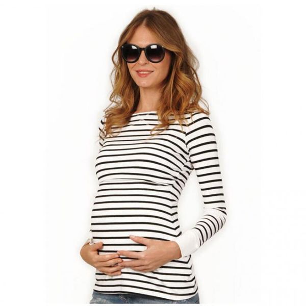 maternity clothing spring fashion casual striped o neck collar long sleeve nursing breastfeeding clothing for pregnant women, White
maternity clothing spring fashion casual striped o neck collar long sleeve nursing breastfeeding clothing for pregnant women, White