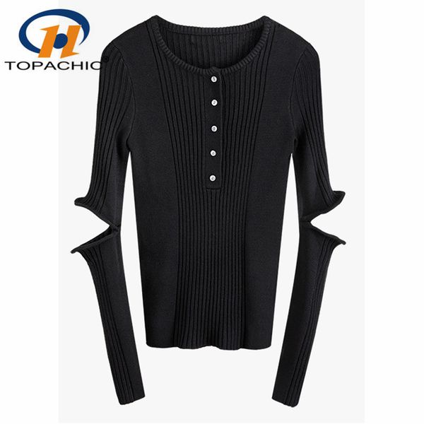 11.11 personality design fashion hole knitted women slim autumn winter 2019 new single breasted long sleeve sweaters, White;black
11.11 personality design fashion hole knitted women slim autumn winter 2019 new single breasted long sleeve sweaters, White;black