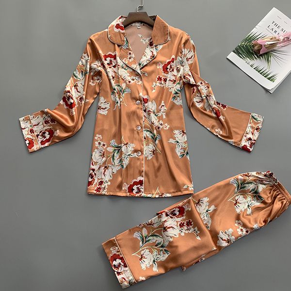 2 pcs womenpajama suit autumn vintage print sleepwear faux silk satin pajamas set long sleeve sleepwear pajamas homewear #w, Black;red
2 pcs womenpajama suit autumn vintage print sleepwear faux silk satin pajamas set long sleeve sleepwear pajamas homewear #w, Black;red