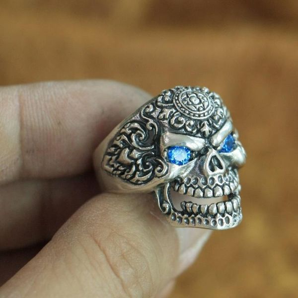 925 sterling silver blue cz eyes high details mens biker ring ta126 us size 7~15, Golden;silver
925 sterling silver blue cz eyes high details mens biker ring ta126 us size 7~15, Golden;silver