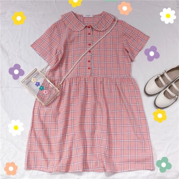 summer new women short sleeve dress loose female fairy dress girls doll collar small fresh plaid cute princess mori girl, Black;gray
summer new women short sleeve dress loose female fairy dress girls doll collar small fresh plaid cute princess mori girl, Black;gray