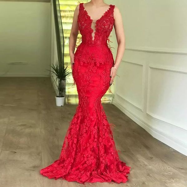 red mermaid lace feather evening dresses v-neck sleeve zipper back celebrity gown sweep train tulle prom wear, Black;red
red mermaid lace feather evening dresses v-neck sleeve zipper back celebrity gown sweep train tulle prom wear, Black;red