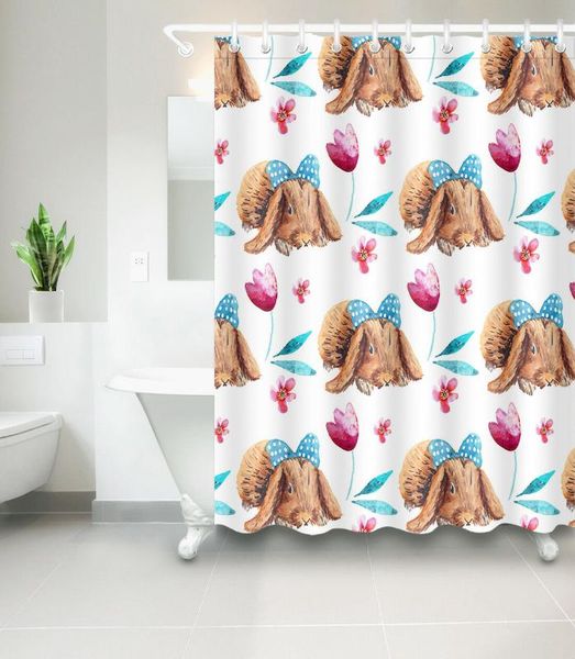 easter flowers shower curtain waterproof fabric polyester set