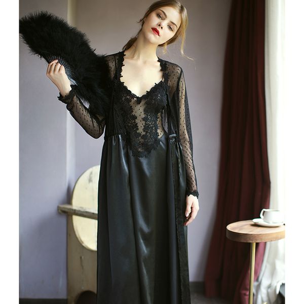 bridesmaid long sleeves satin bride robe lace kimono women sleepwear summer female bathrobe lingerie home just a robe, Black;red
bridesmaid long sleeves satin bride robe lace kimono women sleepwear summer female bathrobe lingerie home just a robe, Black;red