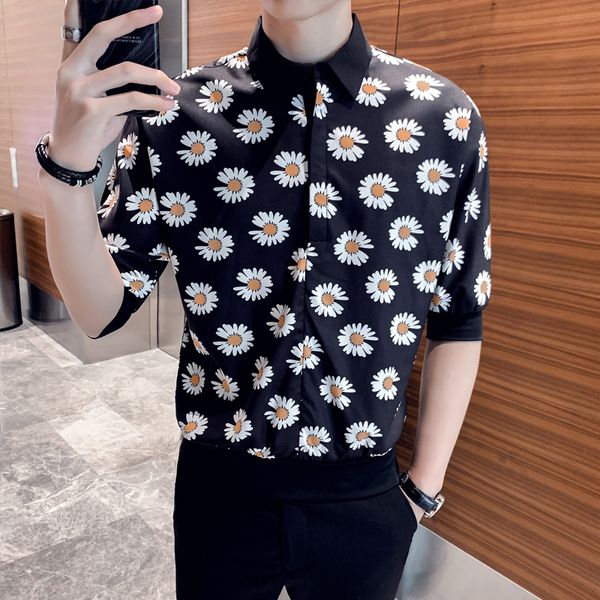 tuxedo blouse camisa masculina summer floral print men shirt fashion slim short sleeve casual streetwear social shirt night club, White;black
tuxedo blouse camisa masculina summer floral print men shirt fashion slim short sleeve casual streetwear social shirt night club, White;black