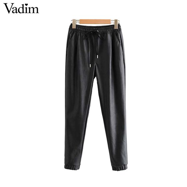 women's pants & capris vadim women chic pu leather solid elastic waist drawstring tie pockets female basic elegant trousers kb131, Black;white
women's pants & capris vadim women chic pu leather solid elastic waist drawstring tie pockets female basic elegant trousers kb131, Black;white