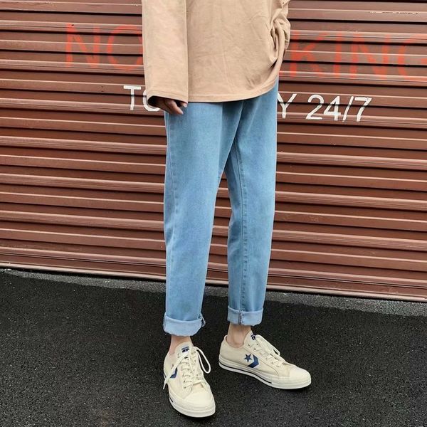 spring summer 2020 fashion straight jeans men's washed wild korean trendy loose teenagers cropped pants students bf casual pants, Blue
spring summer 2020 fashion straight jeans men's washed wild korean trendy loose teenagers cropped pants students bf casual pants, Blue