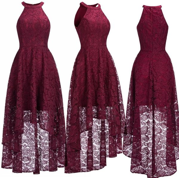 halter burgundy lace evening dresses halter sleeveless high low designer formal occasion wear christmas party gown cps1151, Black;red
halter burgundy lace evening dresses halter sleeveless high low designer formal occasion wear christmas party gown cps1151, Black;red