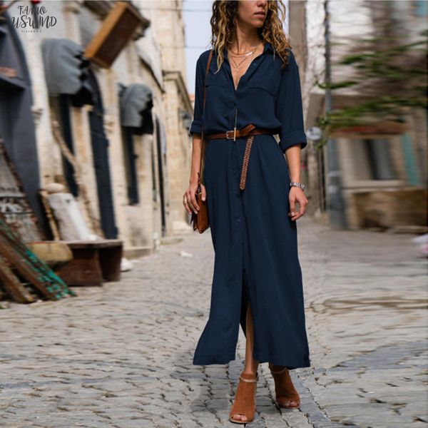 лето макси платье женщины повседневная твердые с коротким рукавом v шеи свободные сплит подол длинное платье женский 2020 vestidos de verano, Black;gray 
лето макси платье женщины повседневная твердые с коротким рукавом v шеи свободные сплит подол длинное платье женский 2020 vestidos de verano, Black;gray