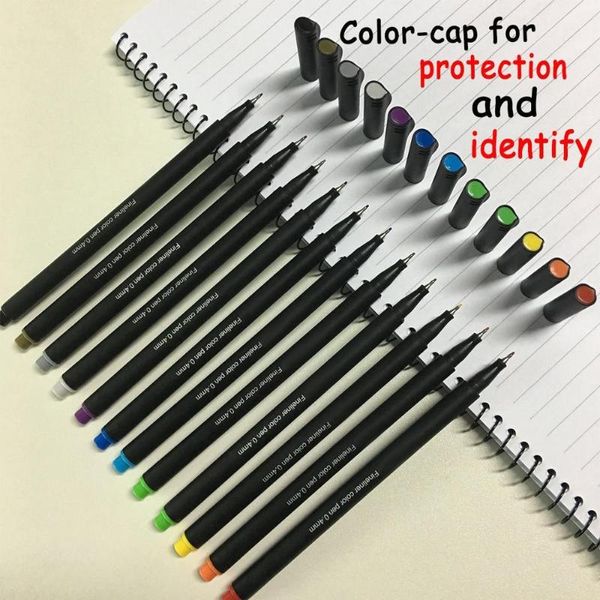 12 Colors Fineliner Pens 0.4mm Art Marker Fine Line Pen For School Office Drawing Painting Ink Coloured Watercolor Stationery