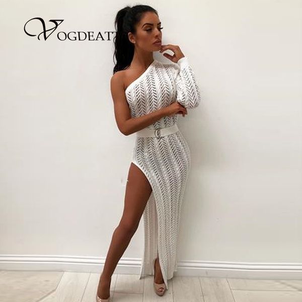 women long one shoulder knitted maxi sweater dress side split women club wear hollow out bandage dresses female elegant vestdios, White;black
women long one shoulder knitted maxi sweater dress side split women club wear hollow out bandage dresses female elegant vestdios, White;black