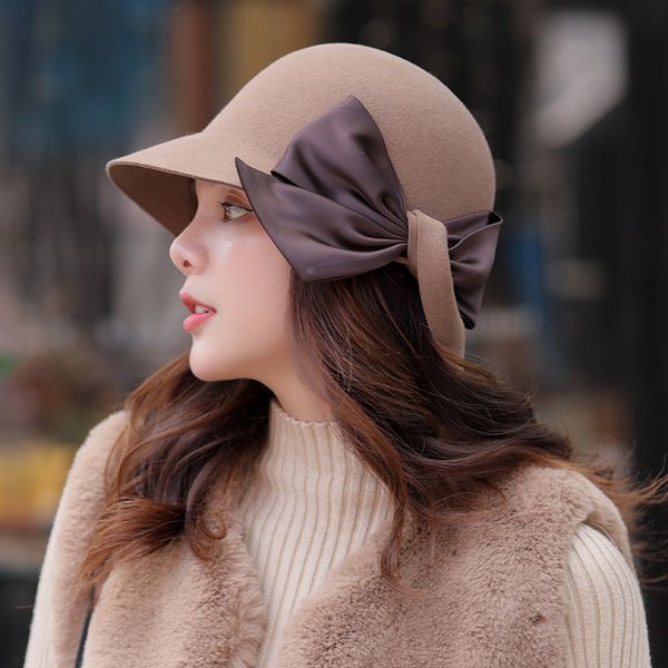 19 autumn and winter new bowknot basin hat female korean literary style simple lovely british retro woolen hat trend women, Blue;gray
19 autumn and winter new bowknot basin hat female korean literary style simple lovely british retro woolen hat trend women, Blue;gray
