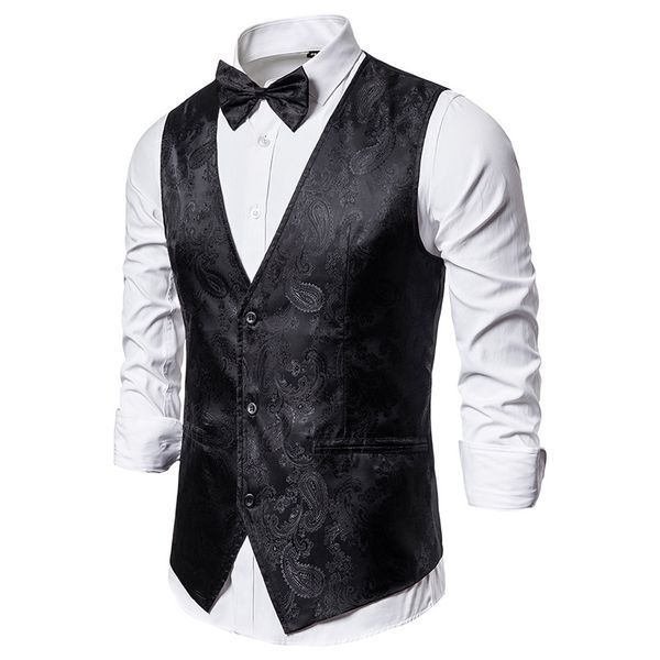 men's vests mens gentleman formal business suit 2021 fashion black paisley print wedding dress vest waistcoat men gilet homme costume, Black;white
men's vests mens gentleman formal business suit 2021 fashion black paisley print wedding dress vest waistcoat men gilet homme costume, Black;white