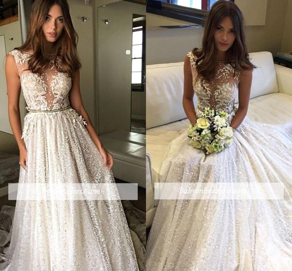 romantic summer beach lace wedding dresses 2019 illusion bodices sleeveless lace appliques sequins wedding bridal gowns bc1661, White
romantic summer beach lace wedding dresses 2019 illusion bodices sleeveless lace appliques sequins wedding bridal gowns bc1661, White