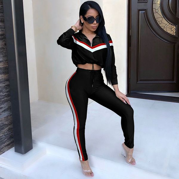 two piece set crop long sleeve stripe tracksuit jacket zipper sweat suits women 2 piece sweatsuit high waist sweatpants, White
two piece set crop long sleeve stripe tracksuit jacket zipper sweat suits women 2 piece sweatsuit high waist sweatpants, White