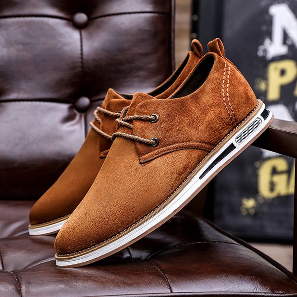 mans casual shoes spring autumn men business boat shoes loafers dress sneakers nubuck comfortable walking flat footwear, Black