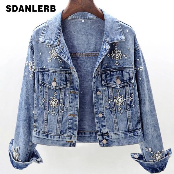 2019 spring and autumn ne denim jacket women heavy work beaded long-sleeved loose jeans coat, Black;brown
2019 spring and autumn ne denim jacket women heavy work beaded long-sleeved loose jeans coat, Black;brown